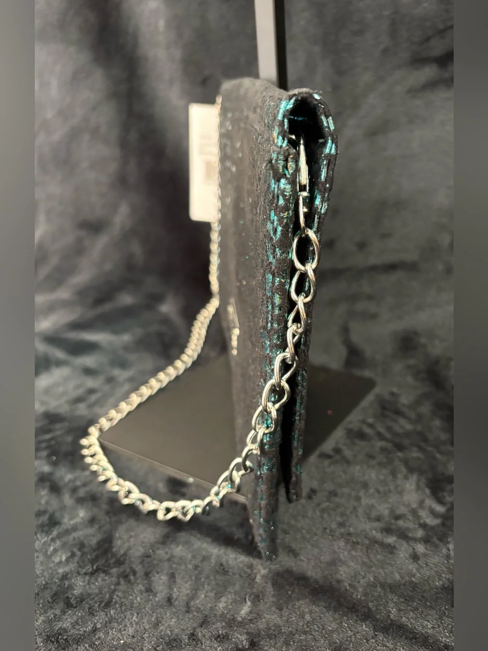 NWT Betsey Johnson Pyramid Safari Blue Leopard Y2K Large Clutch